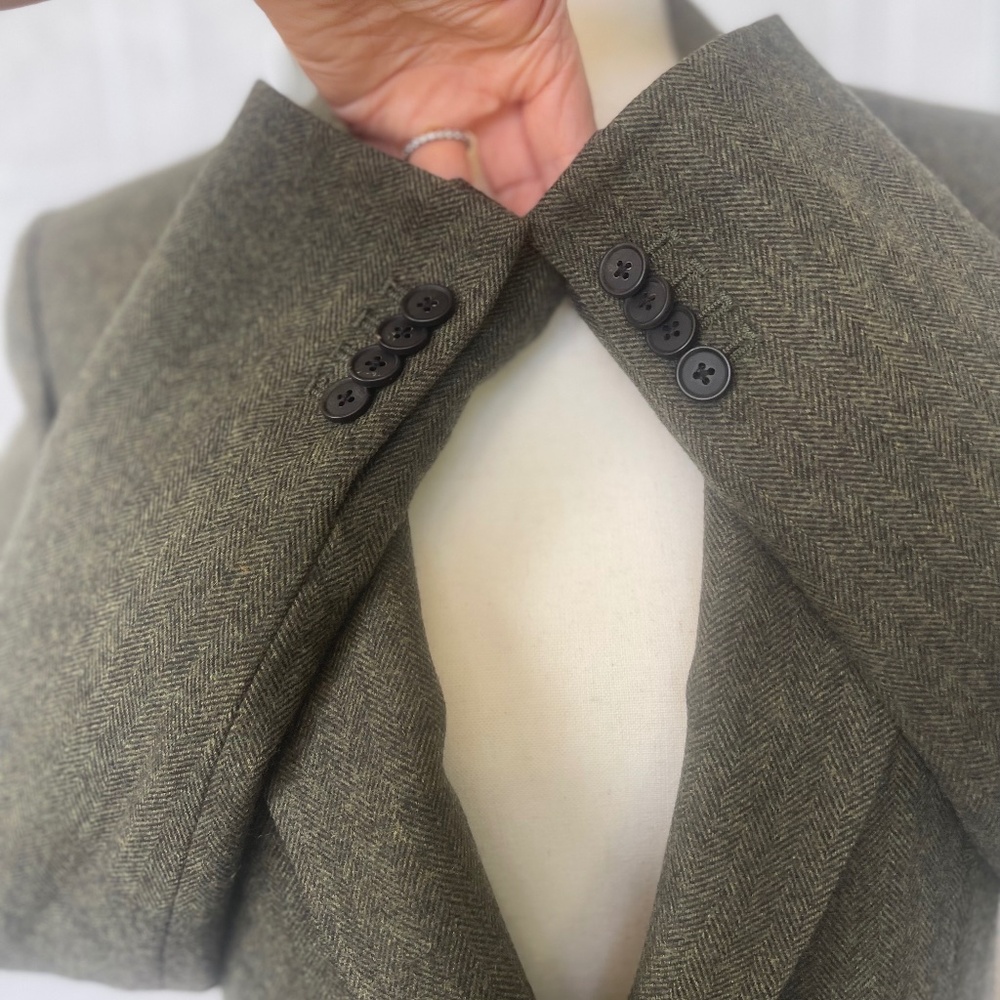 Veronica Beard Green Herringbone Classic Dickey Jacket sz 6 - Picture 4 of 11